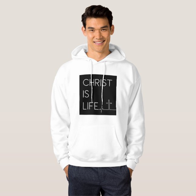 Kristus är Life Heartslag Line och Kor Manar Hoodie (Hel framsida)