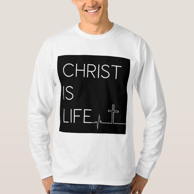 Kristus är Life Heartslag Line och Kor Manar T Shirt (Framsida)