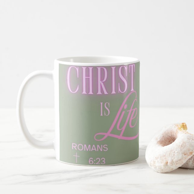 Kristus är Life, Text Aesthetic, Christian Design Kaffemugg (Med munk)