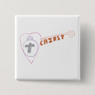 Kristus är Nyckel Square Badge Knapp