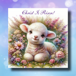Kristus är Påsk Lamb Blommigt Christian Julkort
