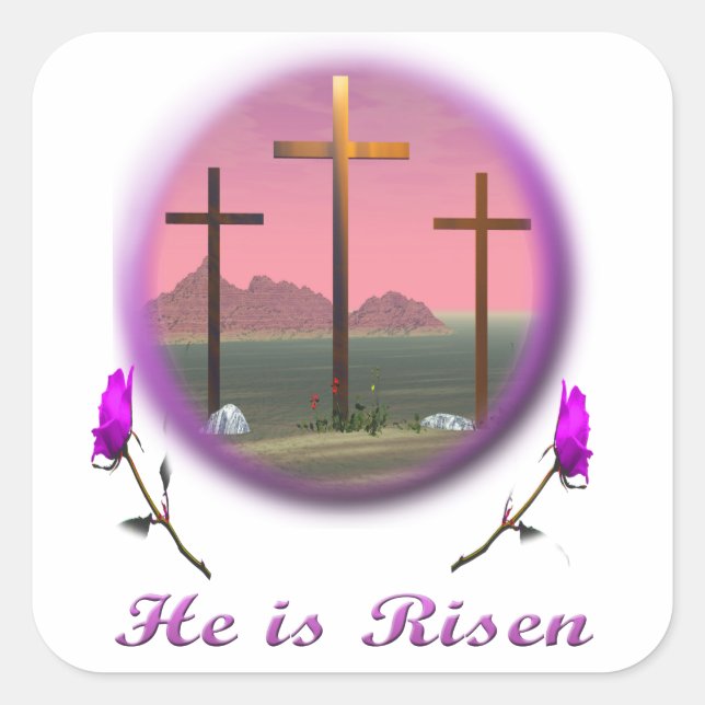 Kristus är Risen Fyrkantigt Klistermärke (Framsida)