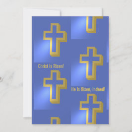 Kristus är Risen Guld Christian Kor Blue Julkort