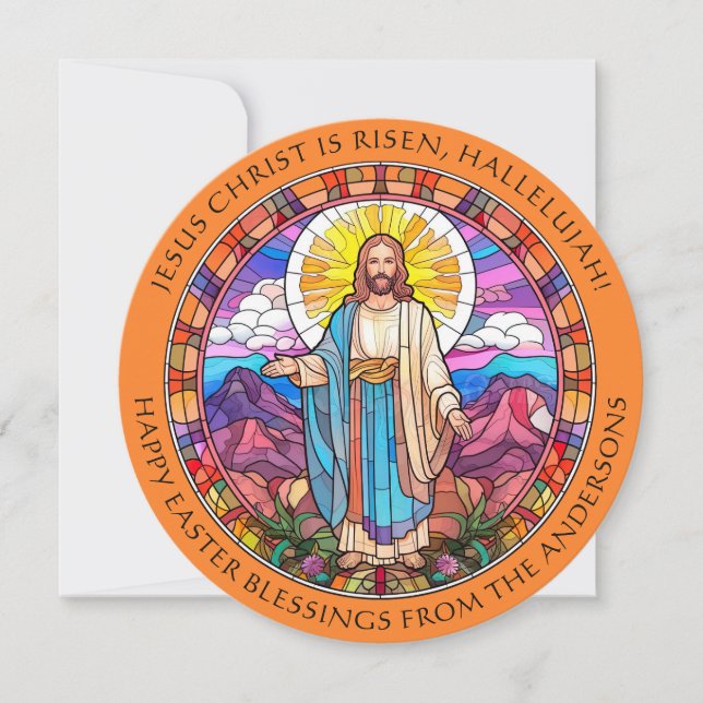 Kristus är Risen Religiösa Påsk Blessings Julkort (Framsida)