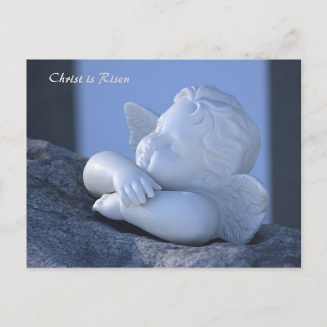 Kristus är Risen Sweet angel figurine CC0114 Påsk Vykort (Framsida)