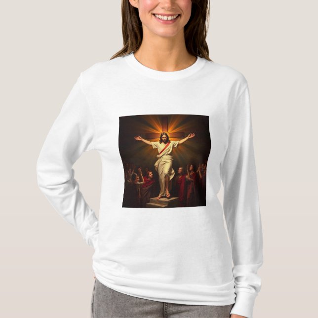 Kristus är Risen Women's Långärmad Tee Shirt (Framsida)