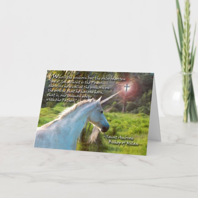 Kristus är Unicorn St. Ambrose Quote Kort (Framsida)