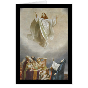 Kristus Ascension mot himlen Observerad av Apostle Hälsningskort