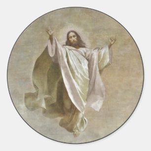 Kristus Ascension mot himlen Observerad av Apostle Runt Klistermärke