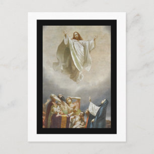 Kristus Ascension mot himlen Observerad av Apostle Vykort