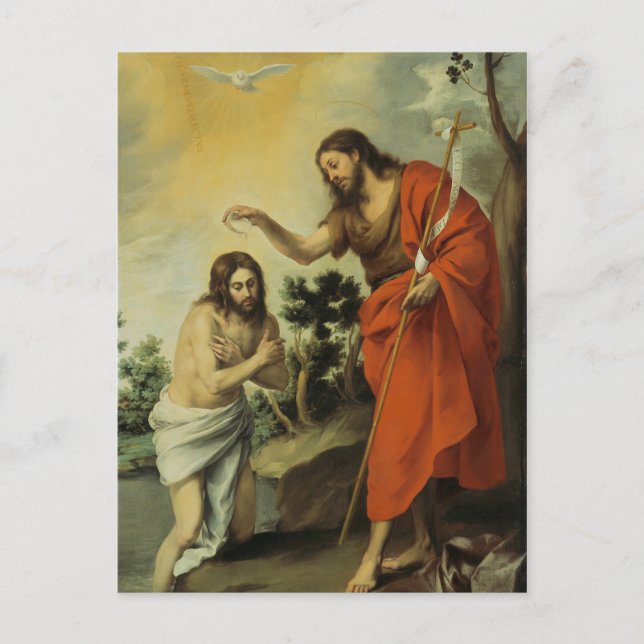 Kristus baptism av Bartolome Esteban Murillo Vykort (Framsida)