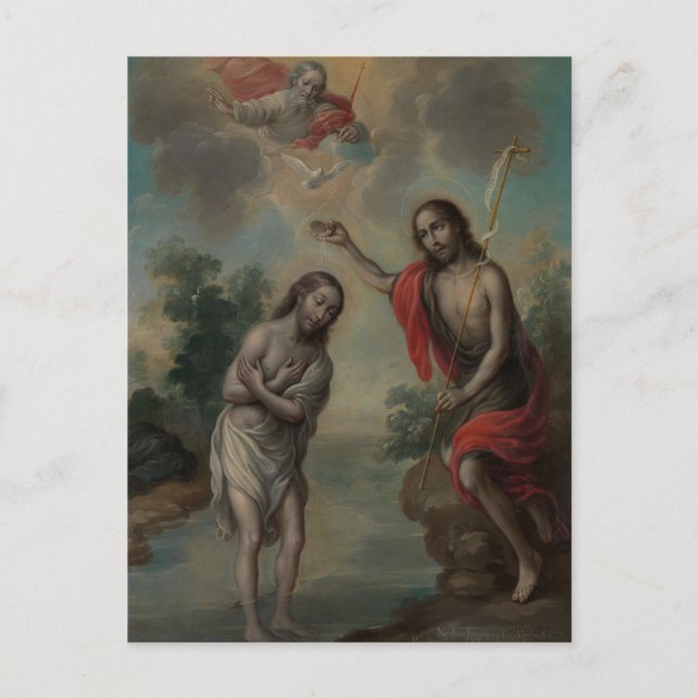 Kristus baptism av Nicolas Enriquez Vykort (Framsida)