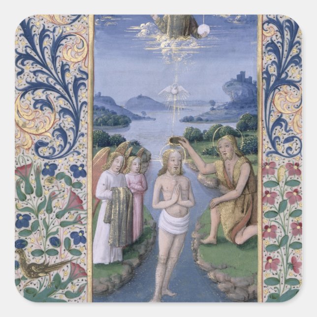 Kristus baptism fyrkantigt klistermärke (Framsida)