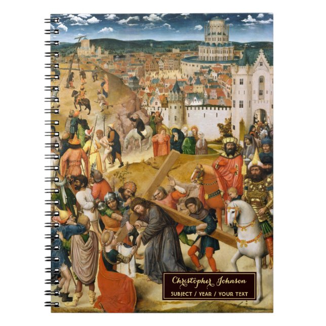 Kristus bärande korset Konst Guldmonogram Skiss Anteckningsbok (Framsidan)