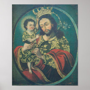 Kristus barn som korsar St Joseph Poster
