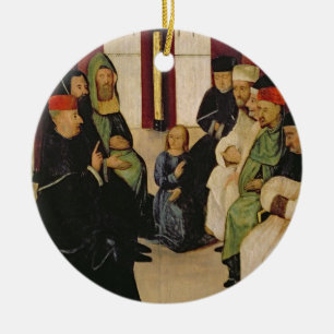 Kristus bland doktorerna (olja på panel) julgransprydnad keramik