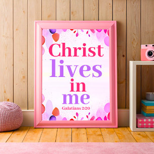 Kristus bor i mig Boho Christian Tonåring Girl Art Poster