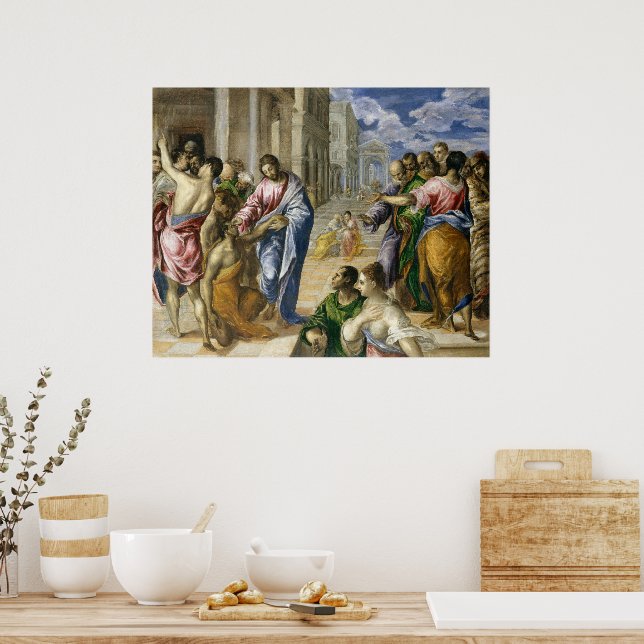 Kristus botar den blinde | El Greco | Poster (Kök)