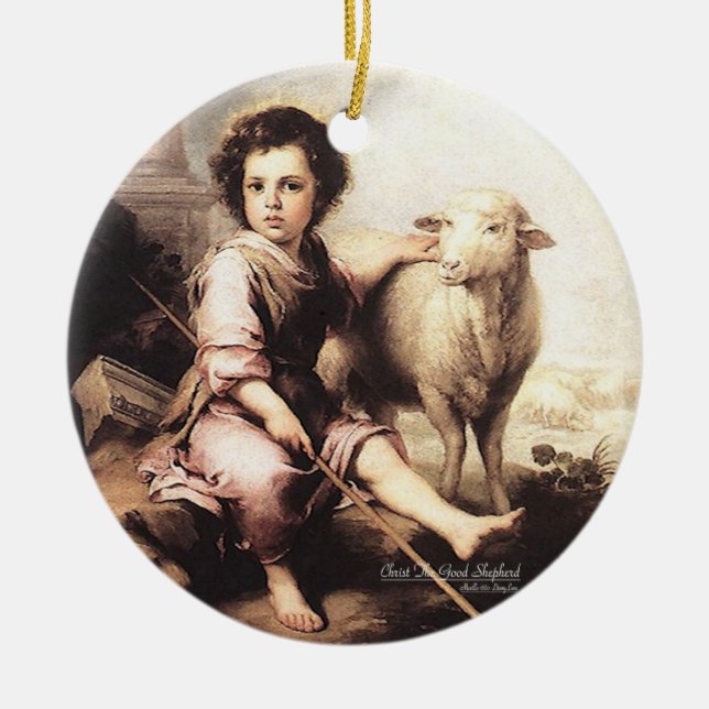 Kristus Bra Shepherd Julgransprydnad Keramik (Framsidan)