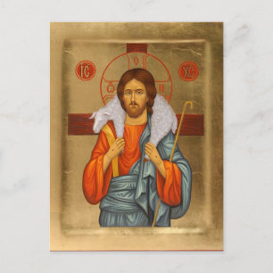 Kristus Bra Shepherd Orthodox Christian Icon Vykort
