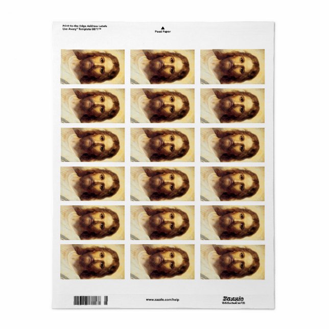 Kristus chef av Heinrich Hofmann Adressetikett (Helt Ark)