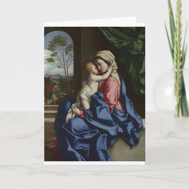 Kristus Child Embracing Madonna Helgkort (Framsida)