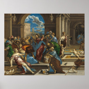 Kristus Cleansing - El Greco, grekisk konst Poster