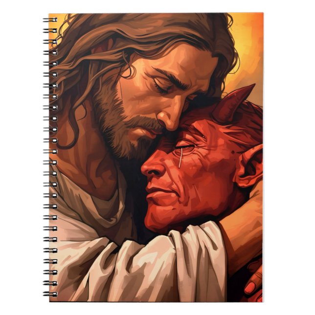 Kristus Comforting Lucifer Notebook Anteckningsbok (Framsidan)