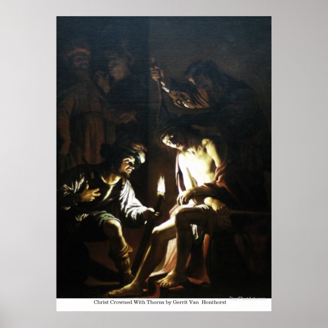 Kristus Crowned med Thorns av Gerrit Van Honthorst Poster (Framsidan)