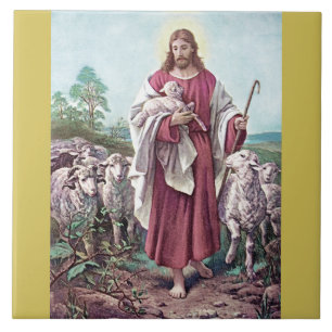 Kristus den bra herden Bernard Plockhorst 1878 Kakelplatta