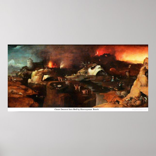Kristus Descent in i helvetet av Hieronymus Bosch Poster (Framsidan)