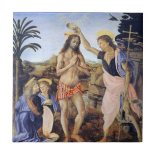 Kristus dop av Verrocchio, Leonardo da Vinci Kakelplatta