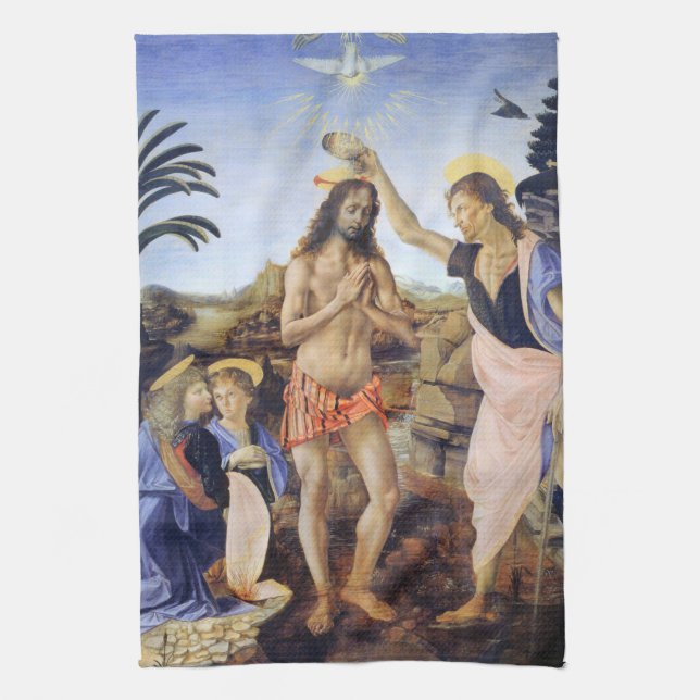 Kristus dop av Verrocchio, Leonardo da Vinci Kökshandduk (Vertikal)