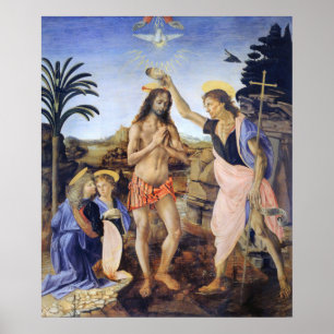 Kristus dop av Verrocchio, Leonardo da Vinci Poster