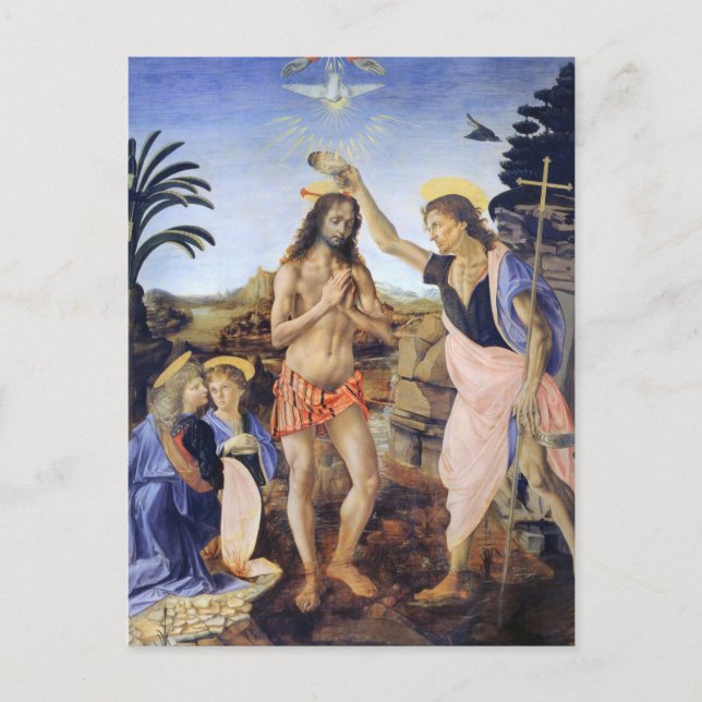 Kristus dop av Verrocchio, Leonardo da Vinci Vykort (Framsida)