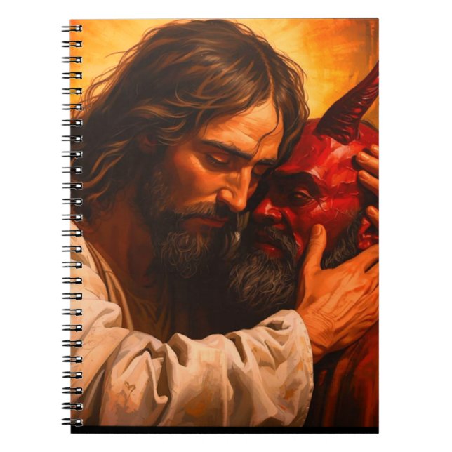 Kristus Embracing Lucifer Notebook Anteckningsbok (Framsidan)
