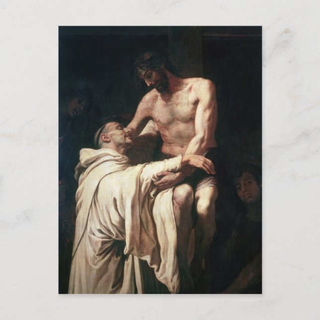 Kristus Embracing St. Bernard Vykort (Framsida)