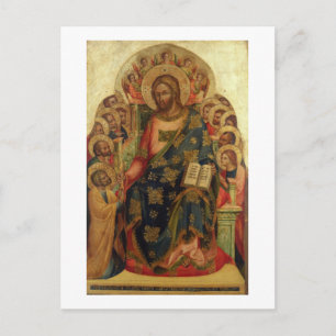 Kristus Enthroned with Saints and Änglar Handing t Vykort