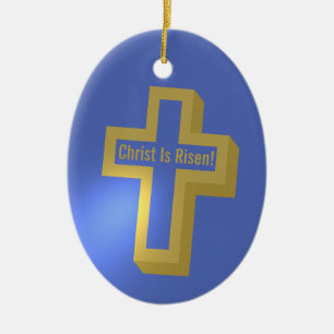 Kristus finns i Guld Lit Christian Kor Påsk Julgransprydnad Keramik