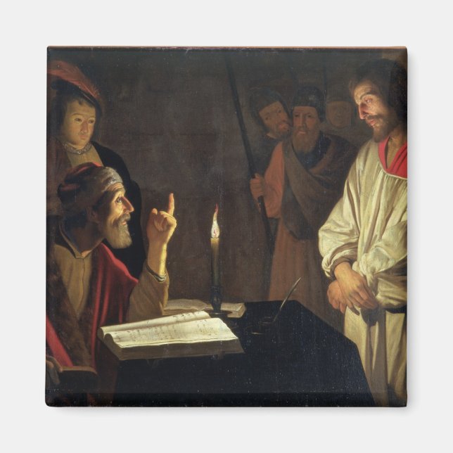 Kristus före Caiaphas (olja på canvas) Magnet (Framsidan)