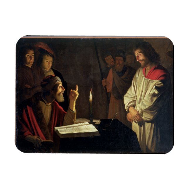Kristus före Caiaphas (olja på canvas) Magnet (Horisontell)