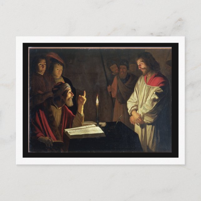 Kristus före Caiaphas (olja på canvas) Vykort (Framsida)