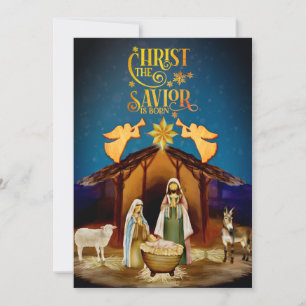 "Kristus Frälsaren är född" Jul Nattvard Christmas Julkort