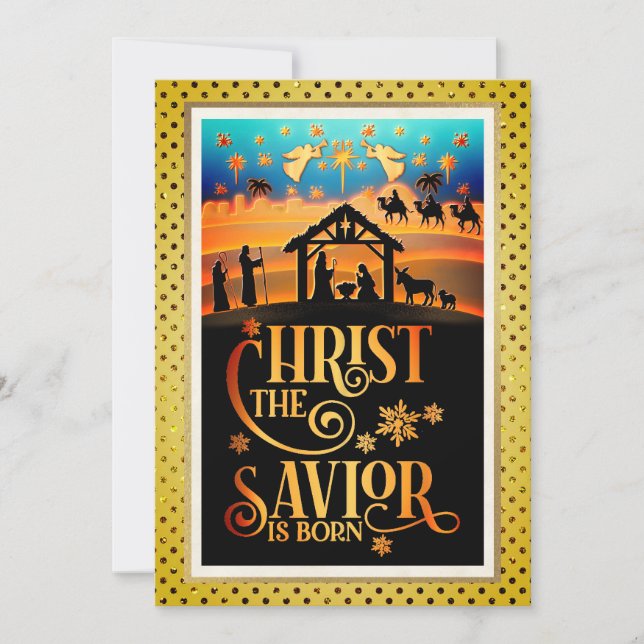 "Kristus Frälsaren är född" Jul Nattvard Christmas Julkort (Framsida)