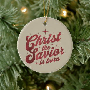 Kristus Frälsaren är född kristen jul Julgransprydnad Keramik