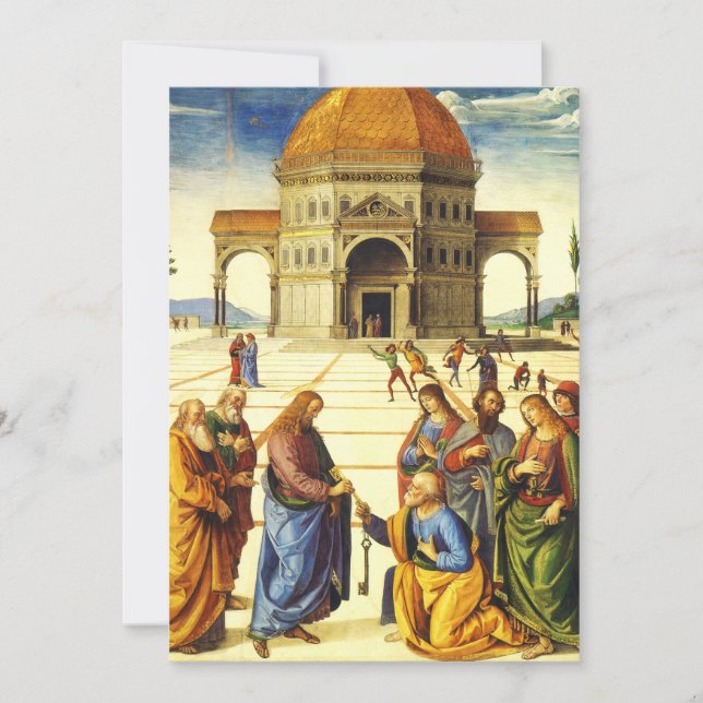 Kristus Ge Nycklar till Saint Peter Julkort (Framsida)