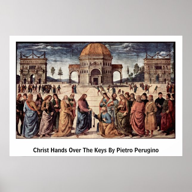 Kristus Händer över Nycklar av Pietro Perugino Poster (Framsidan)