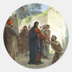 Kristus Healing, Blind Man Runt Klistermärke