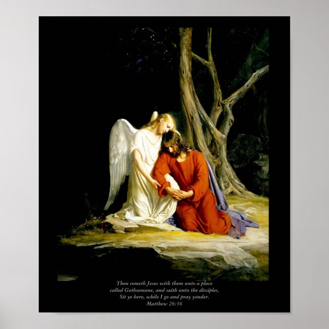 Kristus i Gethsemane-mästerverket Giclee Painting Poster (Framsidan)