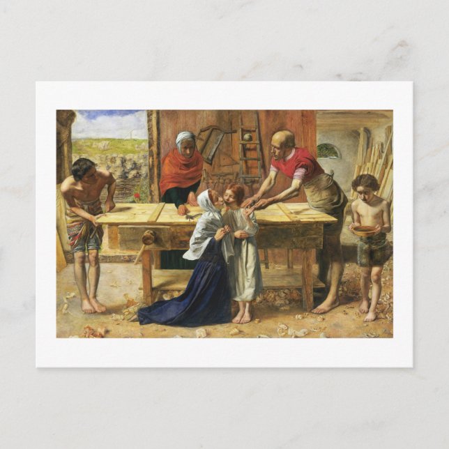 Kristus i Hans Far Carpenter Shop Vykort (Framsida)